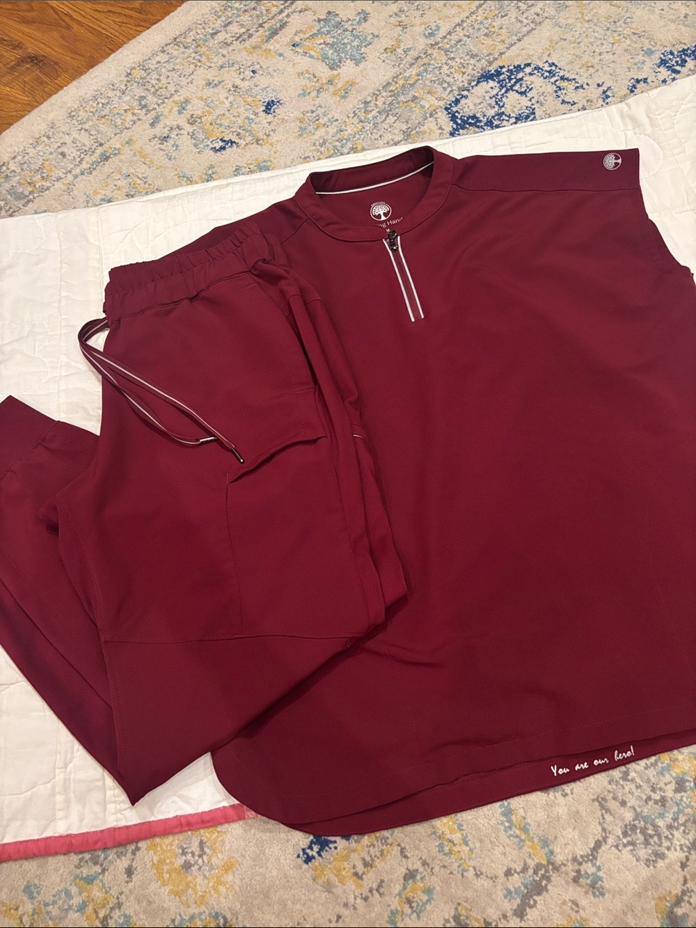 Women’s Healing Hands Maroon Scrub Set